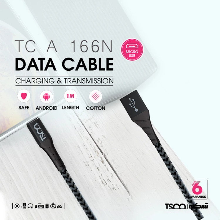 کابل شارژ تسکو مدلTCA 166N مشکی