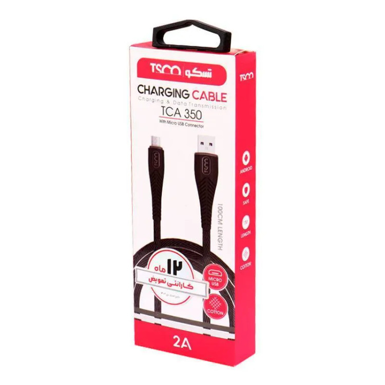 کابل تبدیل USB به microUSB تسکو مدل TCA 350 طول 1 متر