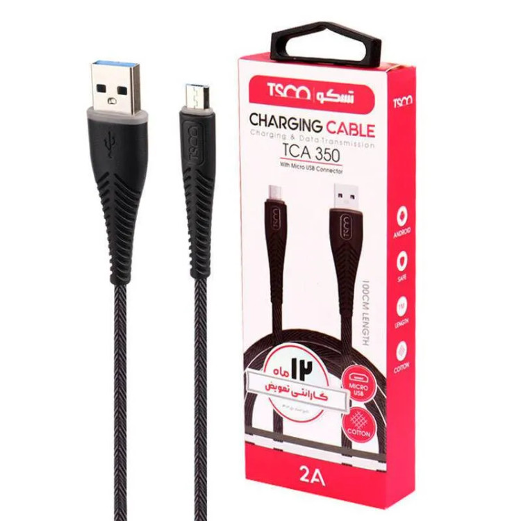 کابل تبدیل USB به microUSB تسکو مدل TCA 350 طول 1 متر
