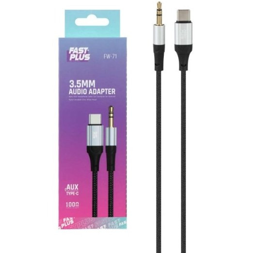 کابل تبدیل USB-C به AUX فست پلاس مدل FW-71 طول 1 متر