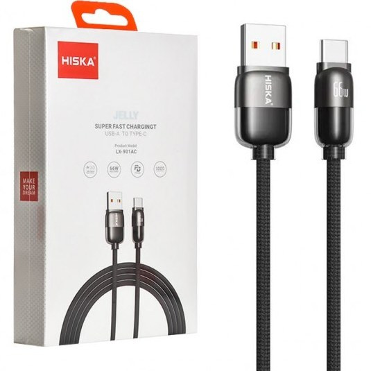 کابل تبدیل USB به Type-C هیسکا مدل LX-901AC 66W طول 1 متر