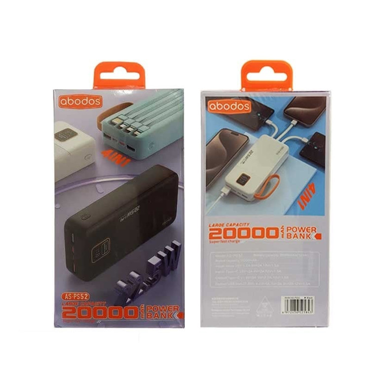 پاوربانک آبودوس abodos مدل AS-PS52 ظرفیت 20000 میلی آمپرساعت