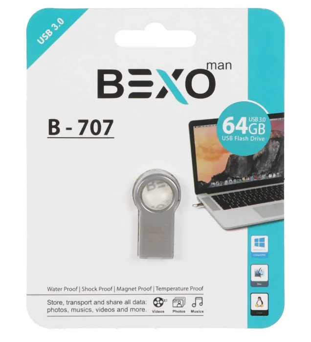 فلش 64 گیگ Bexo B-707 USB 3.0 بکسو من گارانتی مادام شرکت آواتک