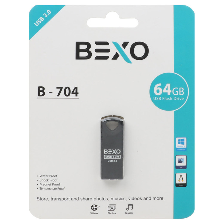 فلش 64 گیگ Bexo B-704 USB 3.0 بکسو من گارانتی مادام شرکت آواتک