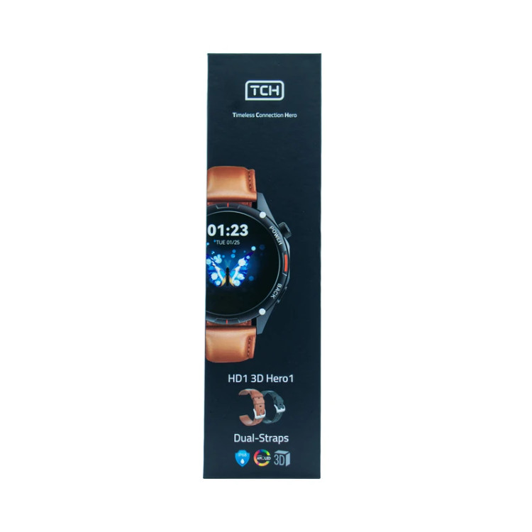 ساعت هوشمند تی سی اچ مدل TCH HD1 3D Hero1 دارای قابلیت های کنترل موسیقی (Music Player)، قابلیت مکالمه از طریق بلوتوث، پشتیبانی از زبان فارسی در منو و سیستمعامل، قابلیت تغییر طرح ساعت یا تم بند چرم مصنوعی