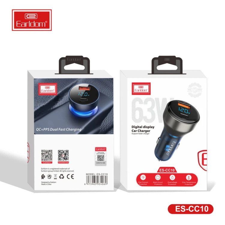 شارژر فندکی ارلدام مدل ES-CC10 63W