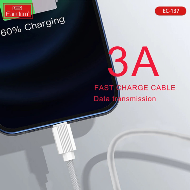 کابل تبدیل USB به MicroUSB ارلدام مدل EC-137M 3A طول 1 متر