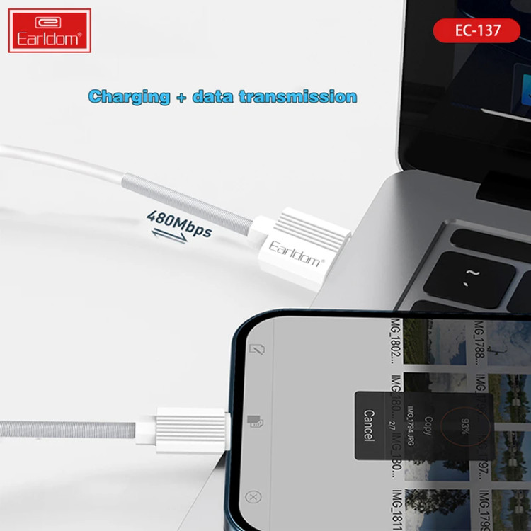 کابل تبدیل USB به MicroUSB ارلدام مدل EC-137M 3A طول 1 متر
