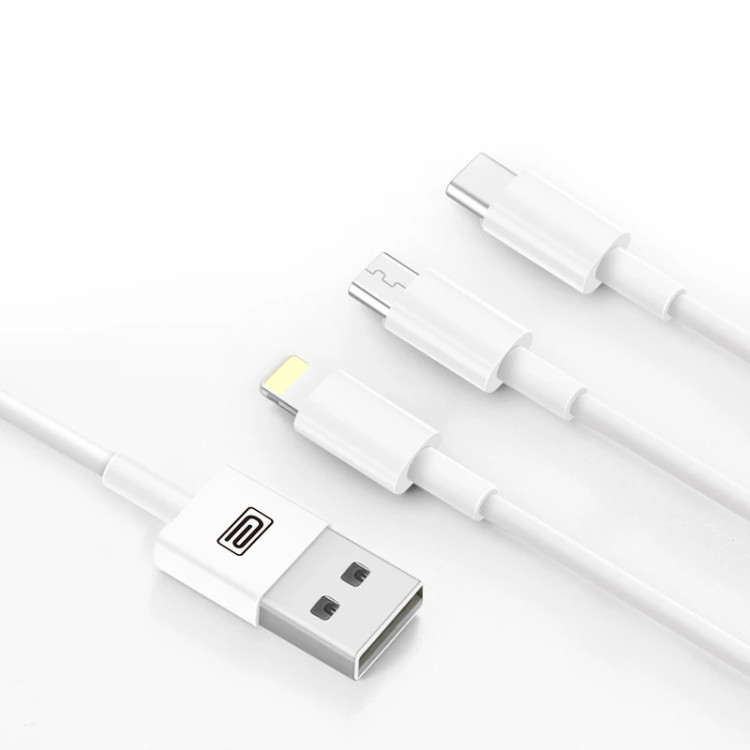 کابل تبدیل USB به USB-C / MicroUSB / لایتنینگ ارلدام مدل EC-IMC018 طول 1.2 متر