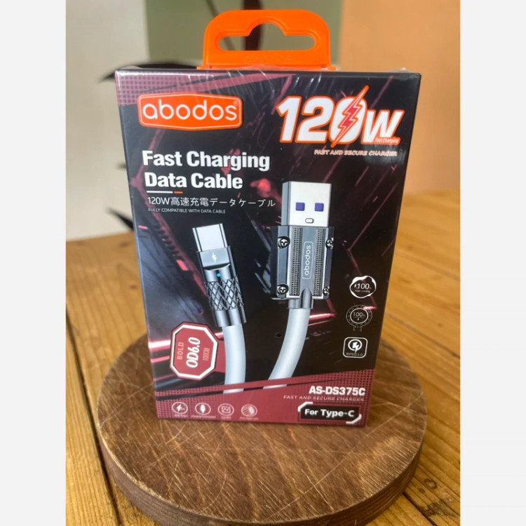 کابل شارژ تایپ سی 120 وات برند abodos مدل AS-DS375C