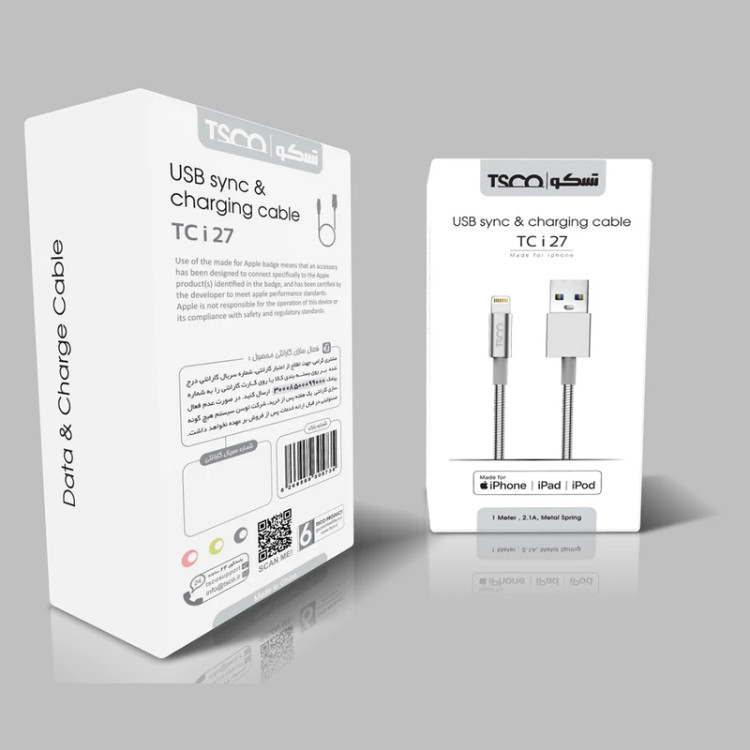 کابل تبدیل USB به لایتنینگ تسکو مدل TC i27 طول 1 متر