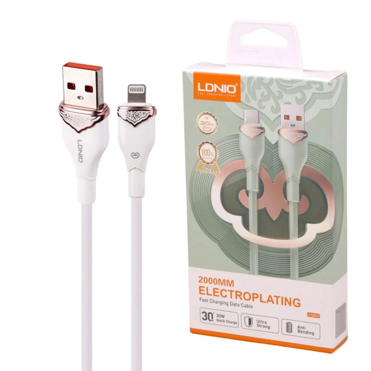 کابل تبدیل USB به لایتنینگ الدینیو مدل LS822 طول 2 متر