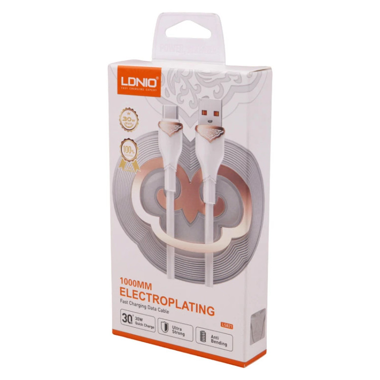کابل تبدیل USB به لایتنینگ الدینیو مدل LS821 طول 1 متر