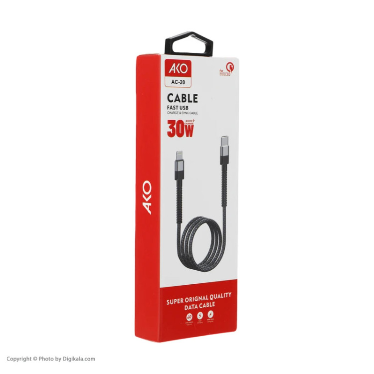 کابل تبدیل USB-C به لایتنینگ آکو مدل AC-20 طول 1 متر