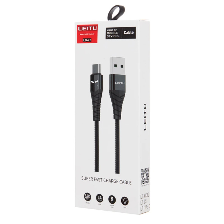 کابل تبدیل USB به لایتنینگ لیتو مدل LD-22 طول 1 متر