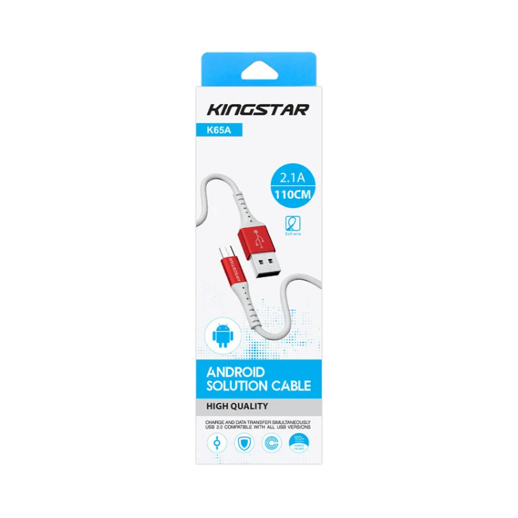 کابل تبدیل USB به microUSB کینگ استار مدل K65A طول 1.1 متر