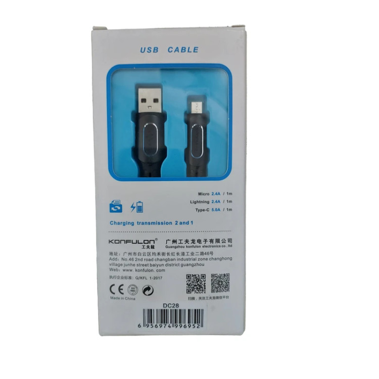 کابل تبدیل USB به MicroUSB کانفلون مدل DC28 طول 1 متر
