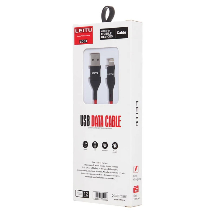کابل تبدیل USB به لایتنینگ لیتو مدل LD-24 طول 1 متر