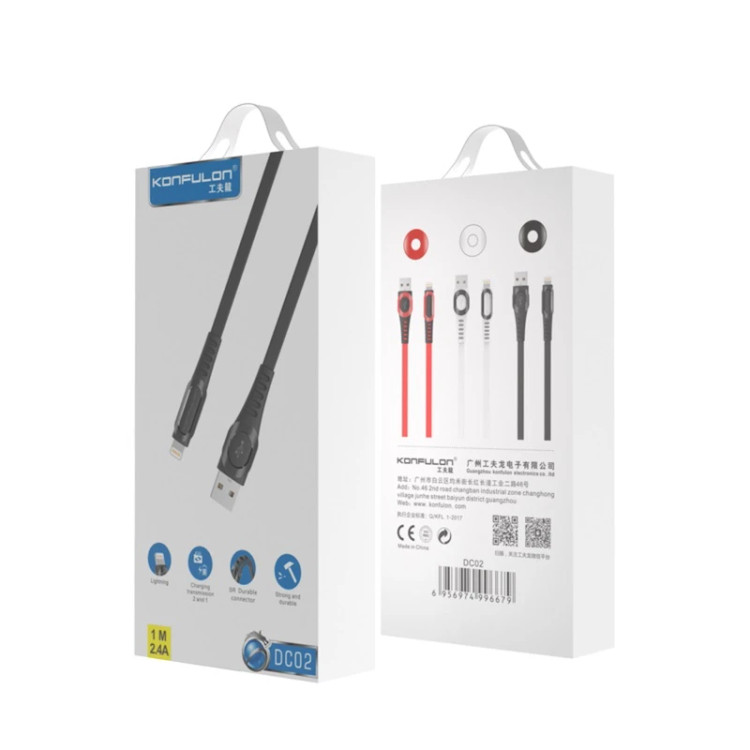 کابل تبدیل USB به لایتنینگ کانفالون مدل DC02 طول 1 متر