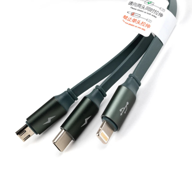کابل تبدیل USB به لایتنینگ / USB-C / MicroUSB هیسکا مدل LX-10 طول 1.2 متر