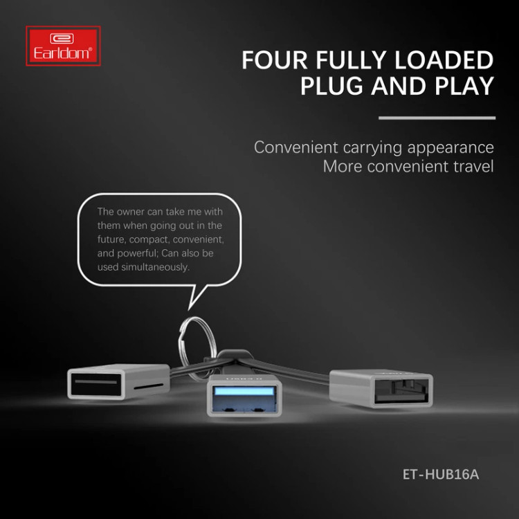 هاب 4 پورت USB و کارت خوان ارلدام مدل HUB16A