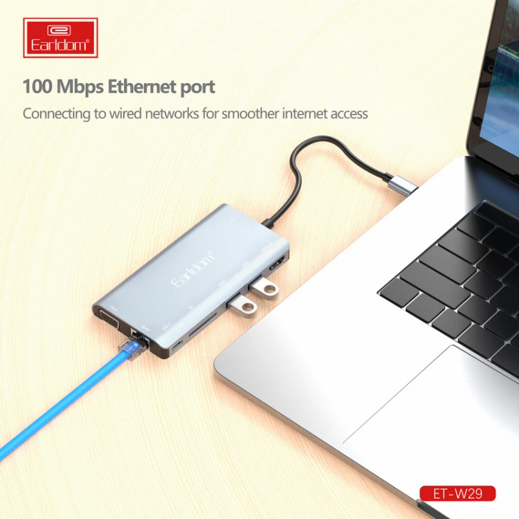 هاب 8 پورت USB-C ارلدام مدل 8IN1 W29