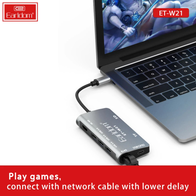 هاب 8 پورت USB-C ارلدام مدل 8IN1 W21