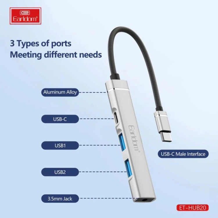 هاب 4 پورت USB-C ارلدام مدل HUB20
