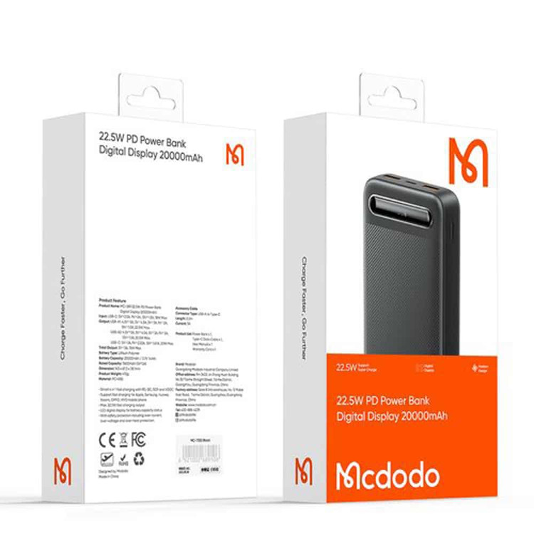 پاوربانک مک دودو 22.5W مدل MC-389 ظرفیت 20000 میلی آمپر ساعت MCDODO MC-389 20000mAh Powerbank