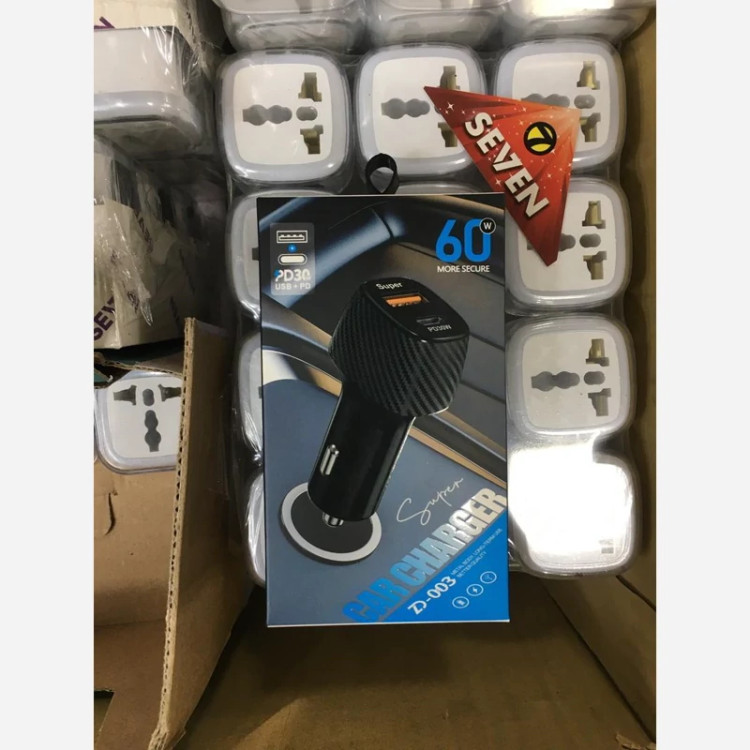 شارژر فندکی فست شارژ60 وات اصلی مدل ZD003