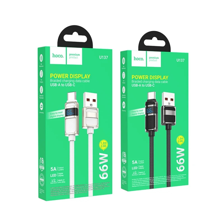 کابل تبدیل USB به USB -C هوکو مدل U137 طول 1.2 متر