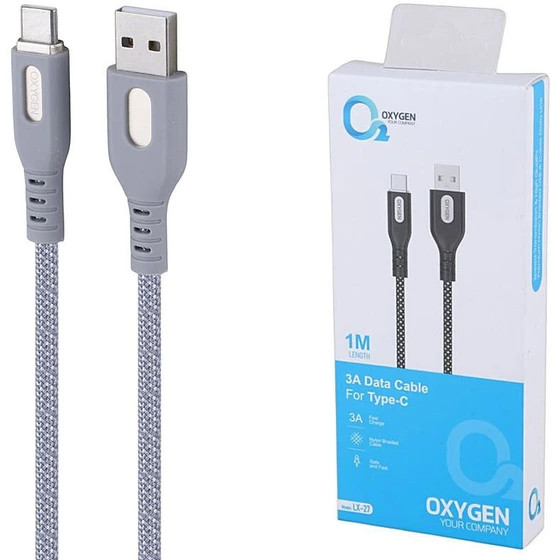 کابل تایپ سی فست شارژ 3 آمپر اکسیژن LX-27 طول 1 متر