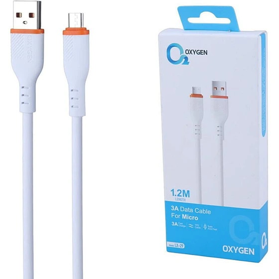 کابل میکرو یو اس بی فست شارژ 3 آمپر اکسیژن LX-29 طول 1.2 متر