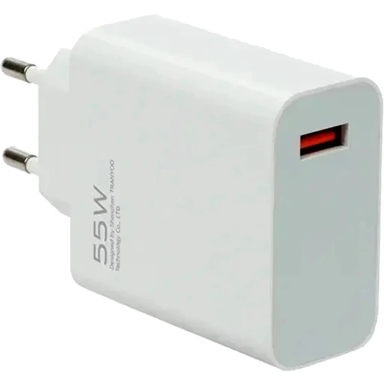 شارژر 55 وات با کابل USB به Type-C ترانیو مدل EU3-TC - سفید - اصالت کالا و سلامت فیزیکی