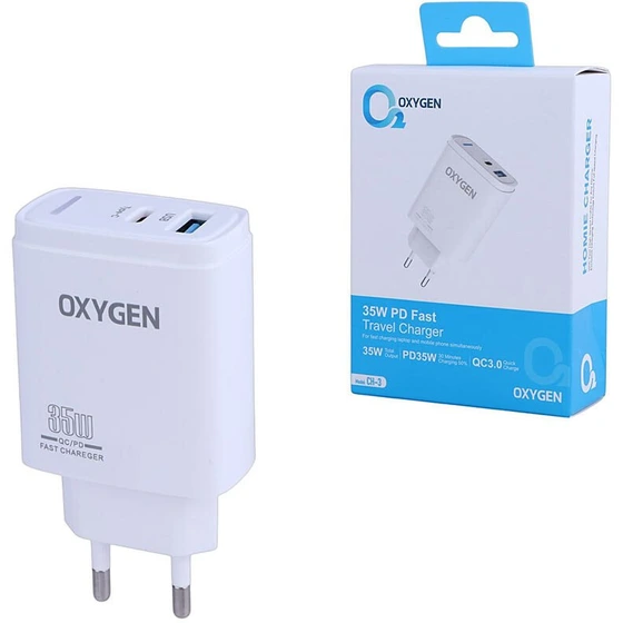 شارژر دیواری 35 وات اکسیژن CH-3 QC3.0 PD 3.5A