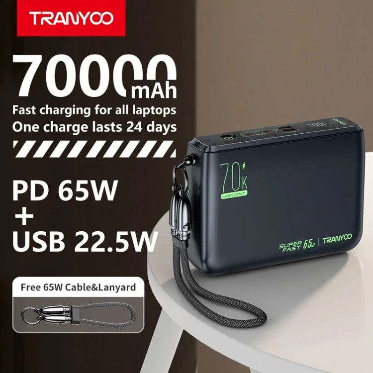 پاوربانک 70000 میلی آمپر 65 وات مدل T-L7 ترانیو (پس کرایه)