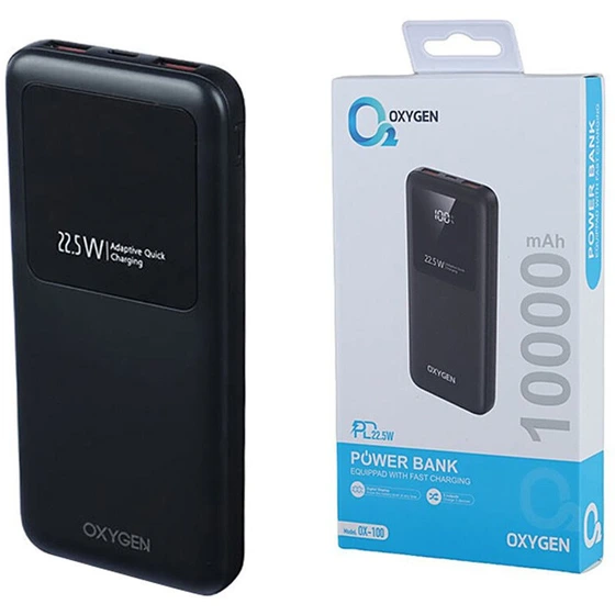 پاور بانک 22.5 وات اکسیژن مدل OX-100 PD ظرفیت 10000 میلی آمپر ساعت