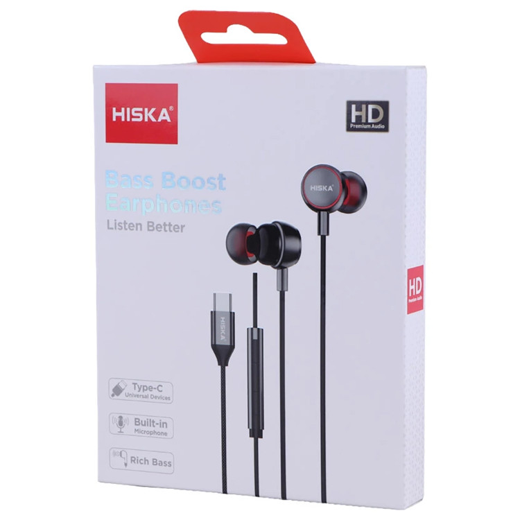 هندزفری سیمی تایپ سی هیسکا HISKA مدل HK-747C با میکروفون