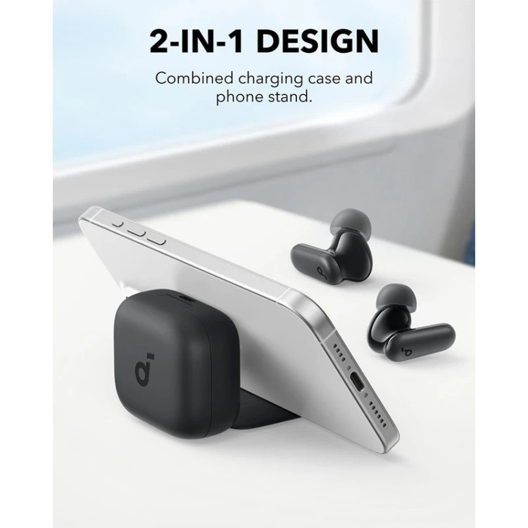 هدفون بلوتوثی انکر مدل SoundCore R50i بدون قابلیت نویز کنسلینگ، درگاه شارژ USB Type-C، دارای فناوری AI-Enhanced Calls برای کاهش نویز و بهبود مکالمات، مقاوم در برابر رطوبت و عرق